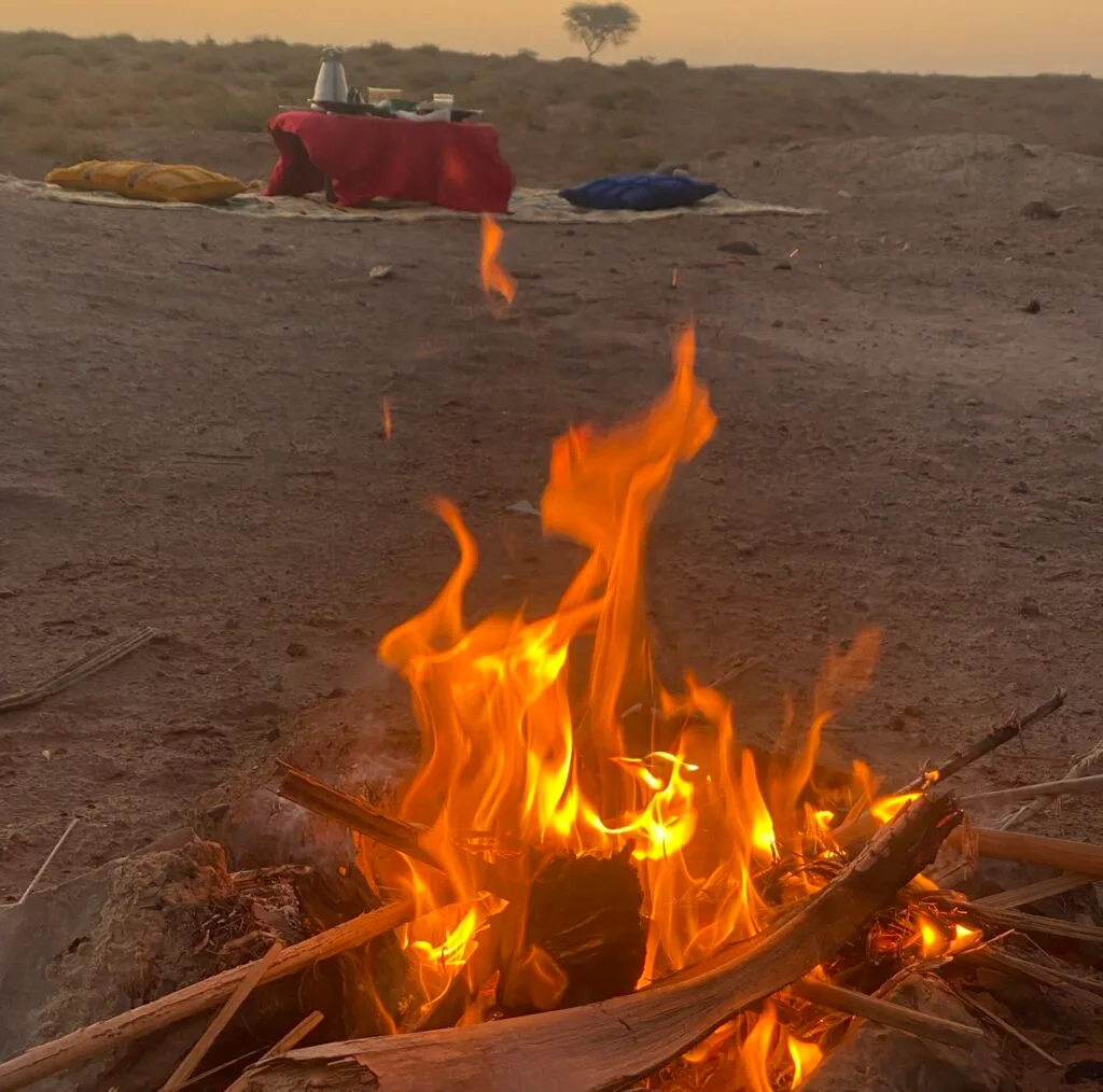 morocco desert camp fire